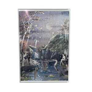 Jean and Ron Henry Magic Pool Heron Fairies Castle Enchanted Foil Postcard Blank